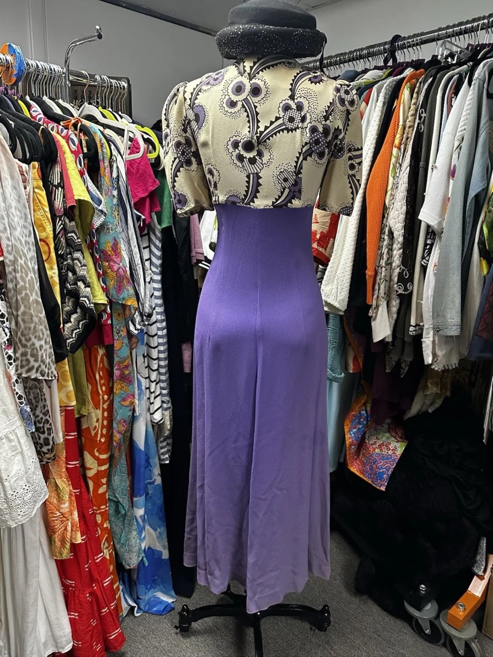 V397-RARE Vintage Ossie Clark for Radley Moss Crepe Dress - Picture 5 of 12